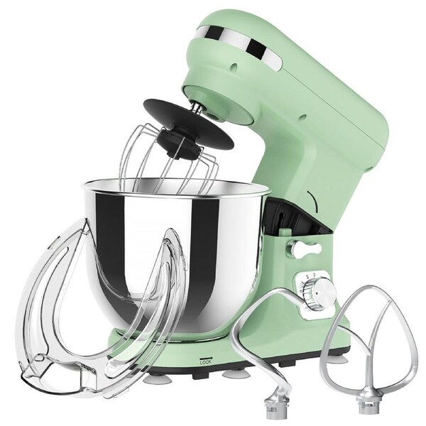 YOPOWER 6.5L Stand Mixer, Green Electric Food Mixer, 6-Speed Flour Kitchen Machine with Dough Hook, Whisk & Beater (1400W)