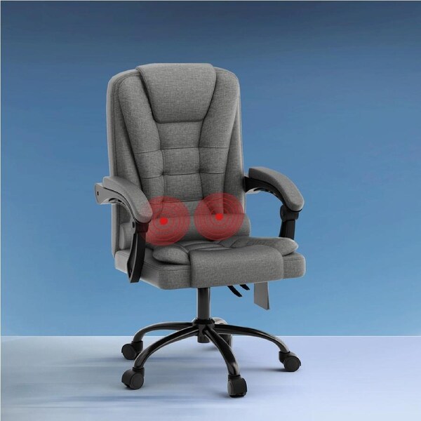 Artiss Massage Office Chair 2 Point Computer Chairs Fabric Recliner Grey