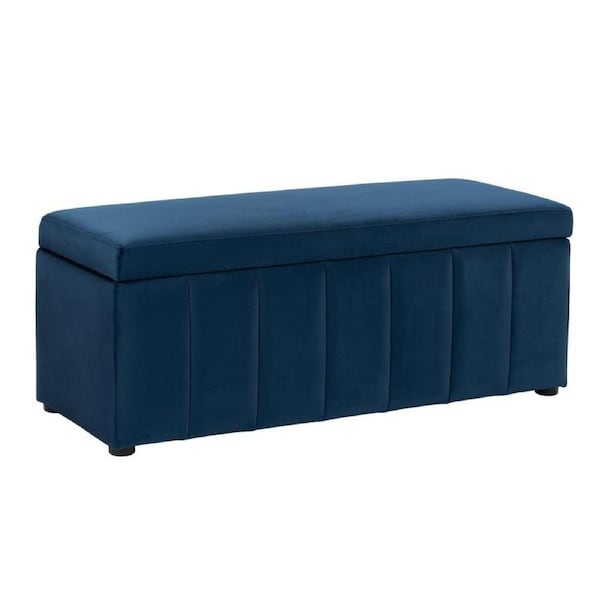Becca Storage Ottoman Blanket Box Lounge Bench Dark Blue Velvet