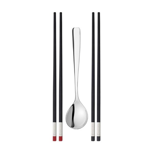 5pc Zwilling Reusable Plastic Chopsticks/Stainless Steel Spoon Cutlery Utensils