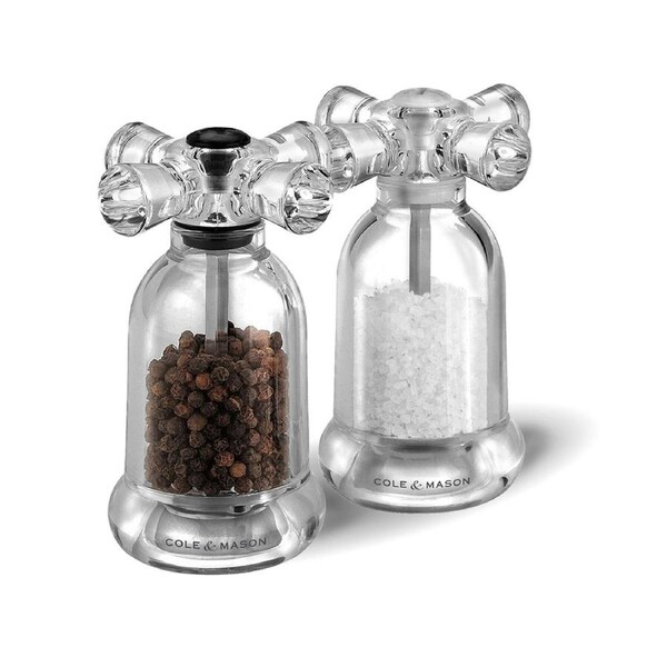 Cole & Mason Tap Salt & Pepper Mill Home/Kitchen Spice Grinder Gift Set Clear