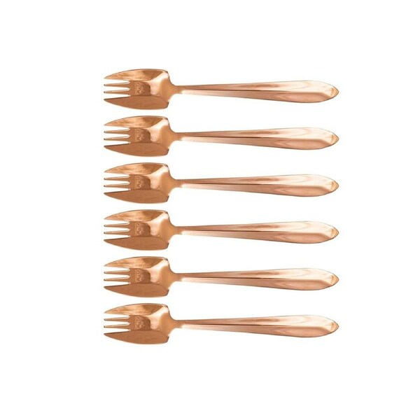 6pc Splayd Black Label All-in-One SS Mirror Knife Spork Utensil Set Rose Gold
