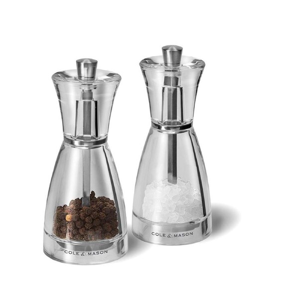 Cole & Mason Pina Acrylic Salt & Pepper Mill Kitchen Spice Grinder Gift Set