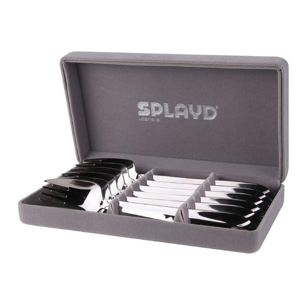 6pc Splayd Luxury All-in-One 18cm Stainless Steel Mirror Knife/Spork Set Silver