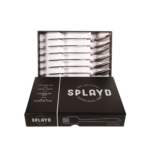 6pc Splayd Black Label All-in-One 18cm SS Satin Knife/Spork Utensil Set Silver