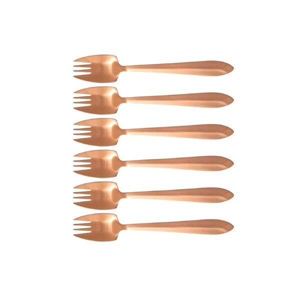 6pc Splayd Black Label 18cm All-in-One SS Satin Knife Spork Utensil Set Rose GLD