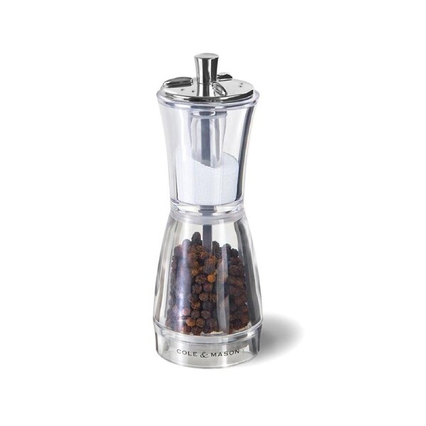 Cole & Mason Cowes 14cm Salt & Pepper Combi Mill Kitchen Spice Grinder Clear
