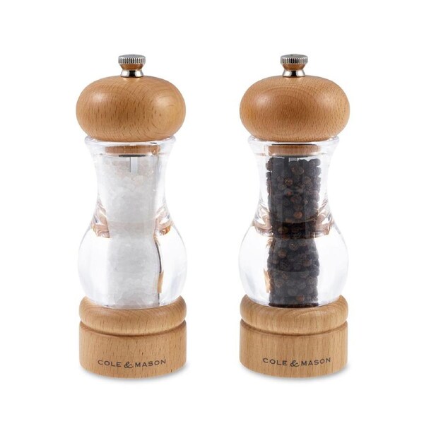 Cole & Mason 105 Beech Wood 18cm Salt & Pepper Mill Spice Grinder Set Brown