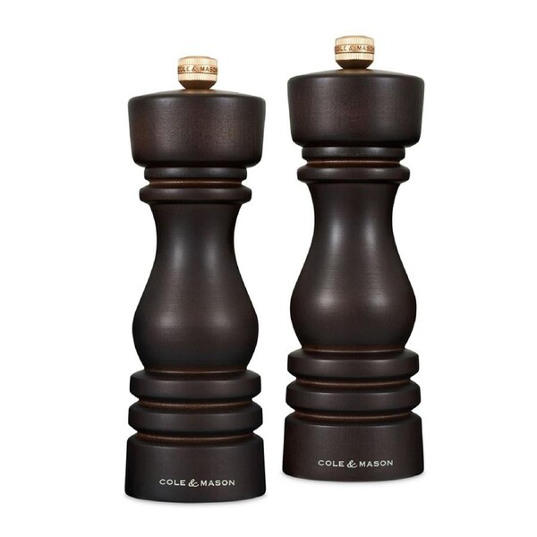 Cole & Mason London 18cm Beech Wood Salt & Pepper Mill Spice Grinder Set Brown