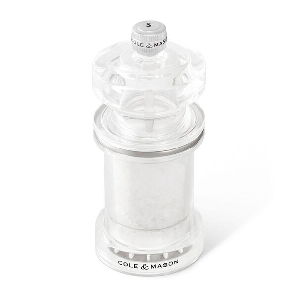Cole & Mason 605 Acrylic 12cm Salt Mill Spice/Condiment Cooking Grinder Clear