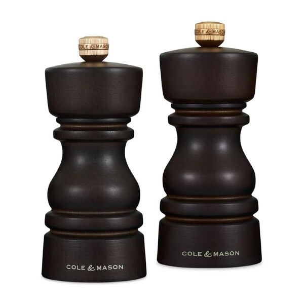Cole & Mason London 13cm Beech Wood Salt & Pepper Mill Spice Grinder Set Brown
