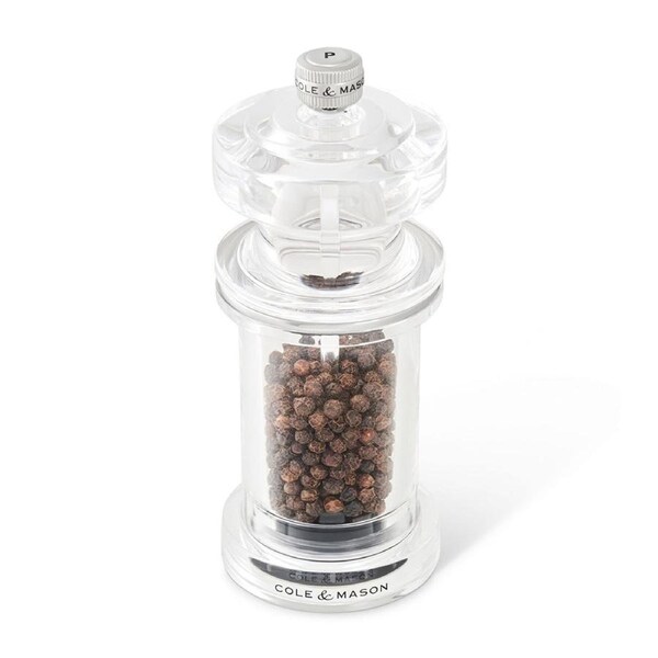 Cole & Mason 605 Acrylic 14cm Pepper Mill Spice/Condiment Cooking Grinder Clear