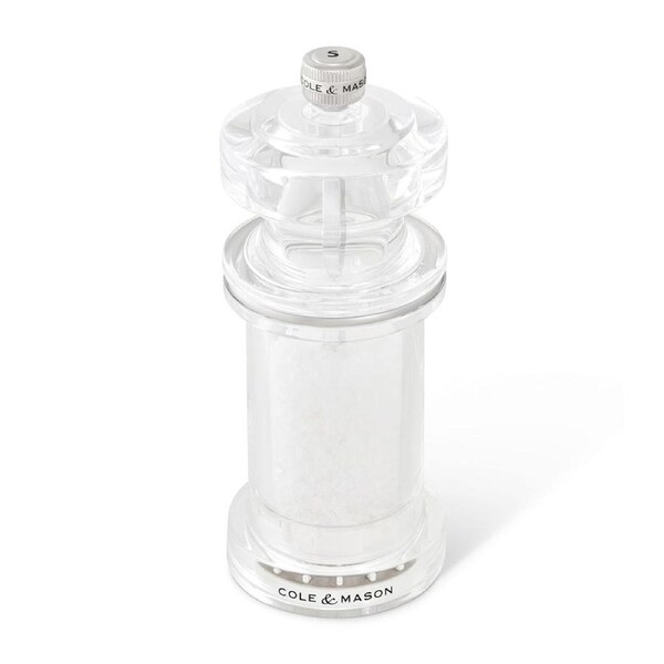 Cole & Mason 605 Acrylic 14cm Salt Mill Spice/Condiment Cooking Grinder Clear