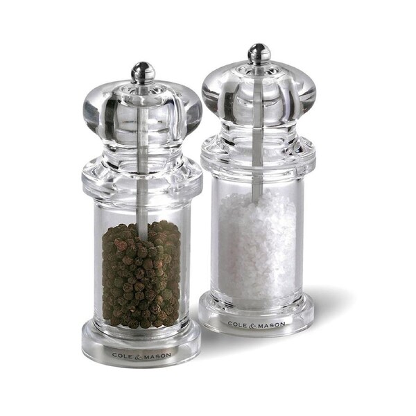 Cole & Mason 505 Acrylic Salt & Pepper Mill Condiment/Spice Grinder Set Clear