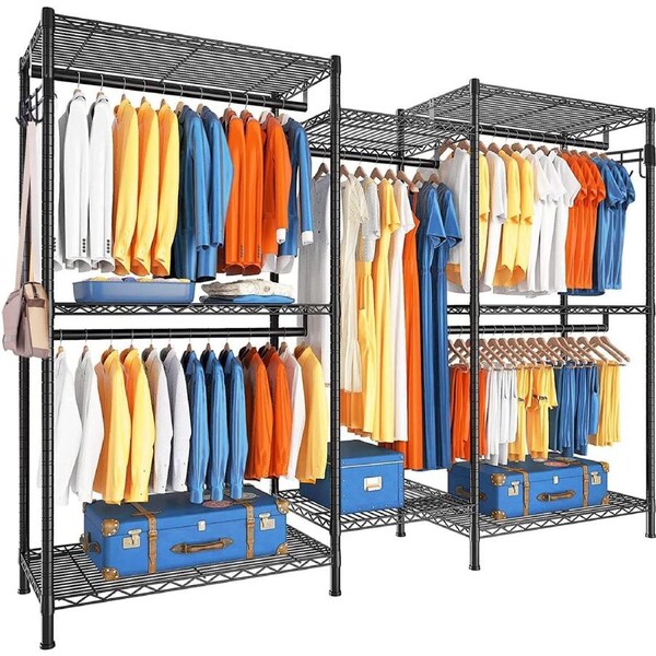 Clothes Rack Wire Garment Rack Heavy Duty Hanging Closet Armoire Storage Rack
