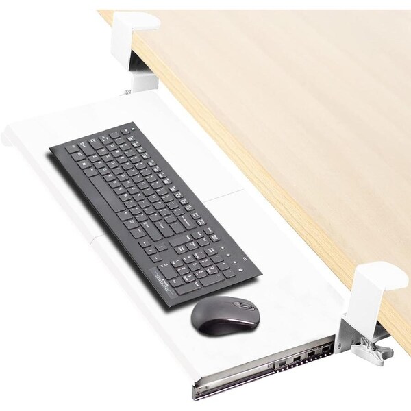 Under Desk Keyboard Tray Mount Slider, White, Pull Out Platform