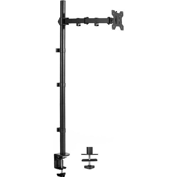 Single Monitor Desk Mount Stand 39in Pole, 13-32in Screens, Tilt/Articulate, Black