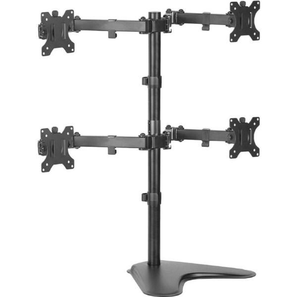 Quad LCD Monitor Stand Free Standing Heavy Duty Desk Holds 4 Screens Up to 30"