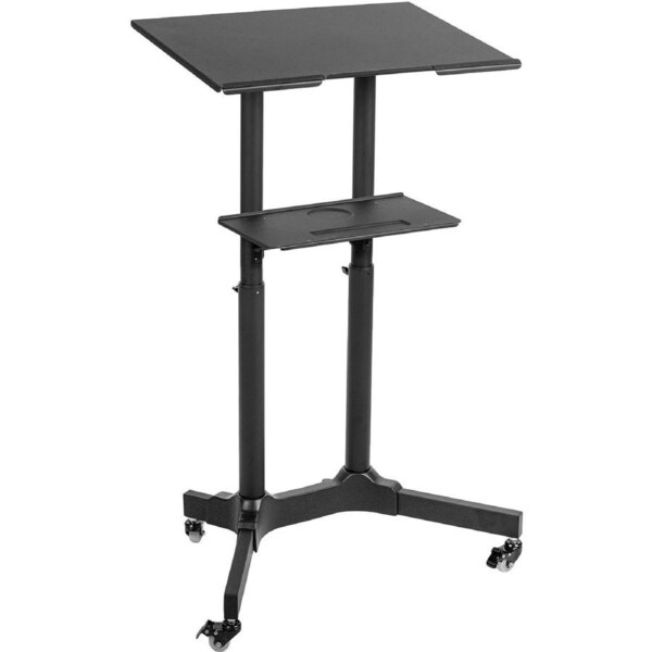 Height-Adjustable Rolling Desk with Storage Tray