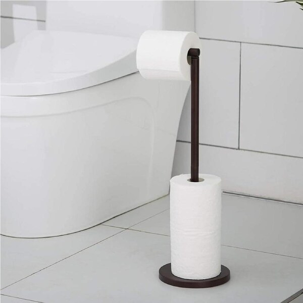 Free Standing Toilet Paper Holder Stand Rustproof Black