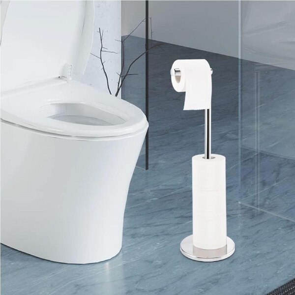 Free Standing Toilet Paper Holder Stand Rustproof Chrome