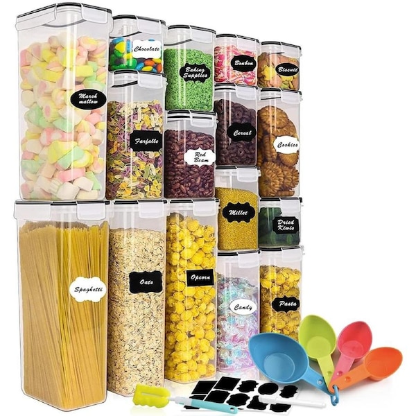 16-Pack Airtight Food Storage Containers Set Pantry Organiser