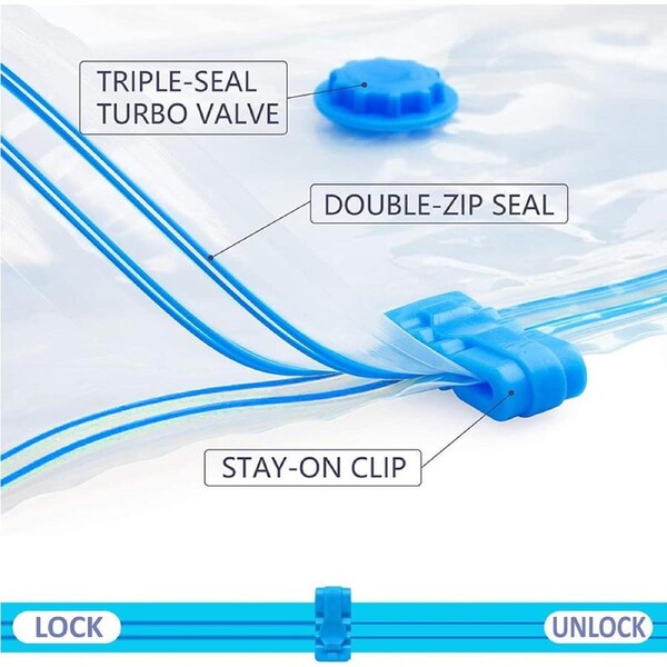 Vacuum Storage Bags, 5PCS Free Pump Home Organizer