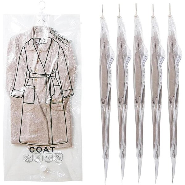 6PCS Hanging Vacuum Storage Bags, Reusable Space Saver