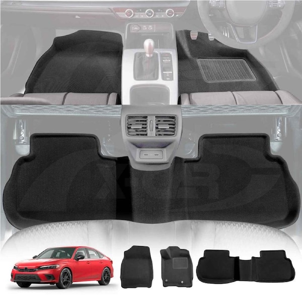 3D Floor Mats for Honda Civic 11th 2021-2024 Heavy Duty All Weather Car Mats Carpet Liner Set