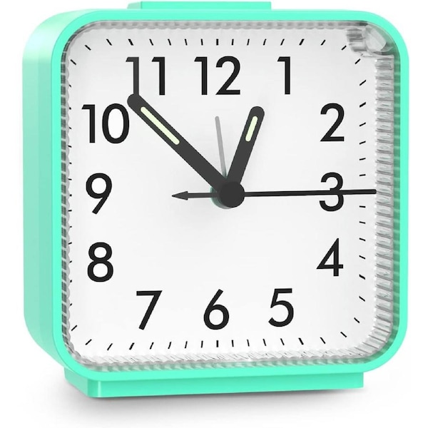 Small Silent Alarm Clock, Battery Operated, No Ticking, Snooze, Easy Set, Perfect for Office, School, Trip