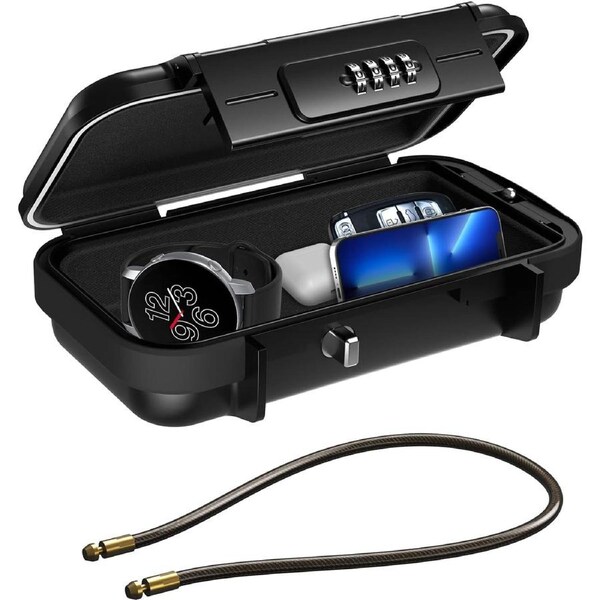 Secure Lock Box 4-Digit Combination Waterproof Home Office Hotel Car Travel