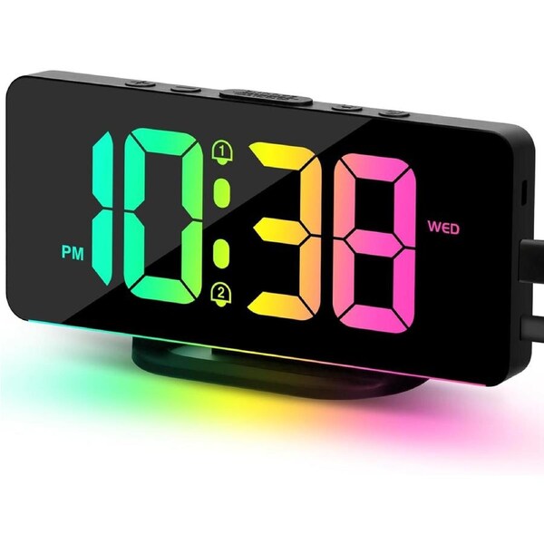 2023 Digital Alarm Clock 11 Colors RGB Display