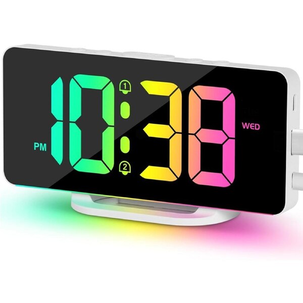2023 Digital Alarm Clock 11 Colors Dynamic RGB Display