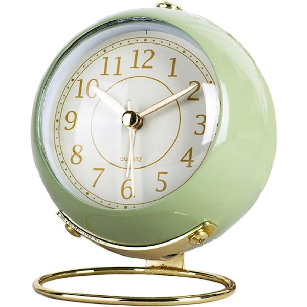 Silent Alarm Clock Non-Ticking Tabletop Kids Room Battery Operated Backlight HD Glass