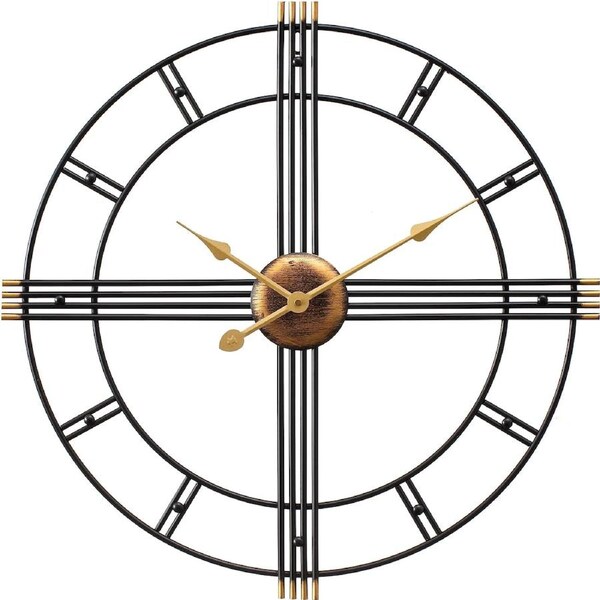 Large Wall Clock for Living Room Décor, Modern Black 60cm