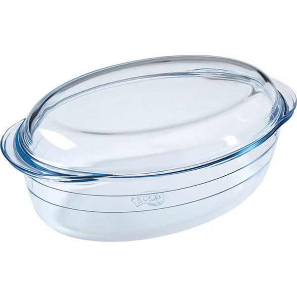 O Cuisine 33cm/4L Oval Glass Casserole w/ Lid Cover Kitchen Oven Cookware Clear