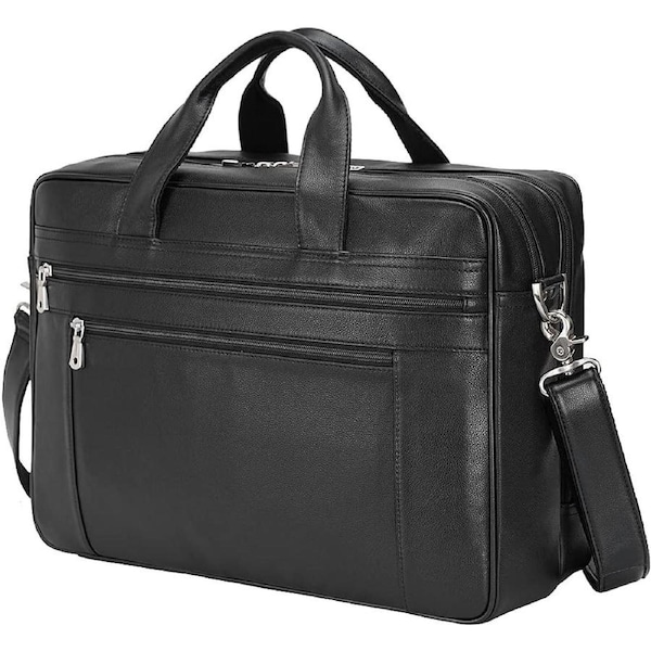 Leather Briefcase Men 17" Laptop Bag Business Travel