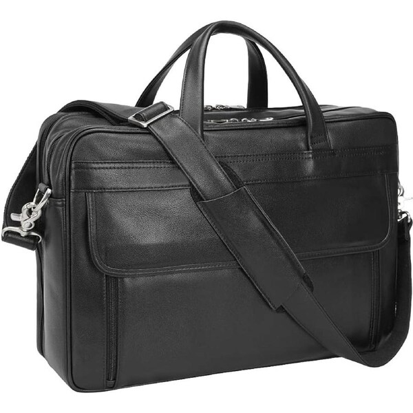Leather Briefcase Men 17" Laptop Messenger Bag Business Travel