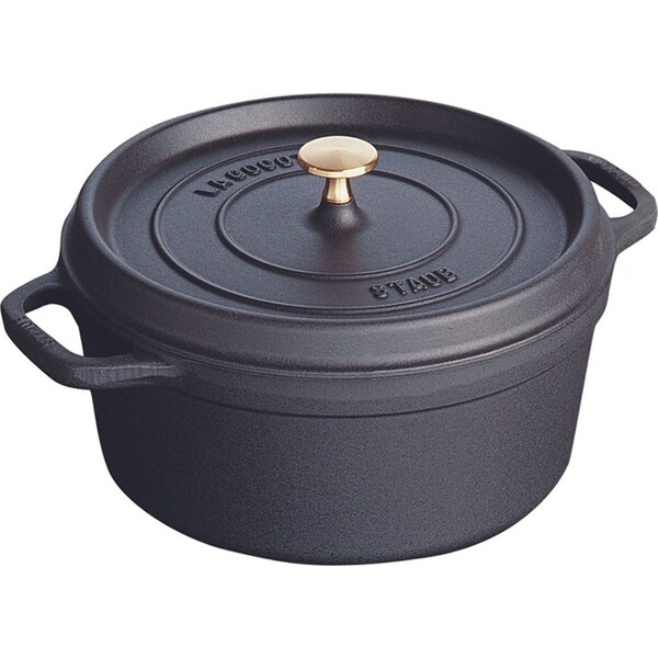 Staub 28cm/6.7L Cast Iron Round Cocotte Pot w/ Lid Induction Cookware Black