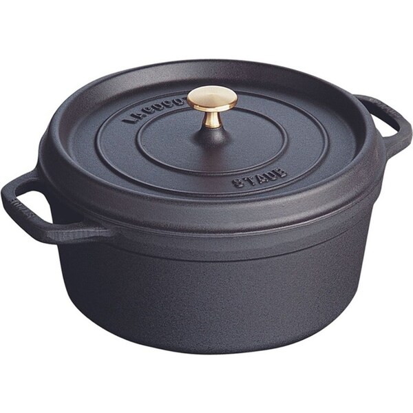 Staub 24cm/3.8L Cast Iron Round Cocotte Pot w/ Lid Induction Cookware Black