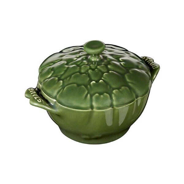 Staub Cocotte 0.5L Ceramic Artichoke Serving Bowl w/ Cover Dinnerware Green