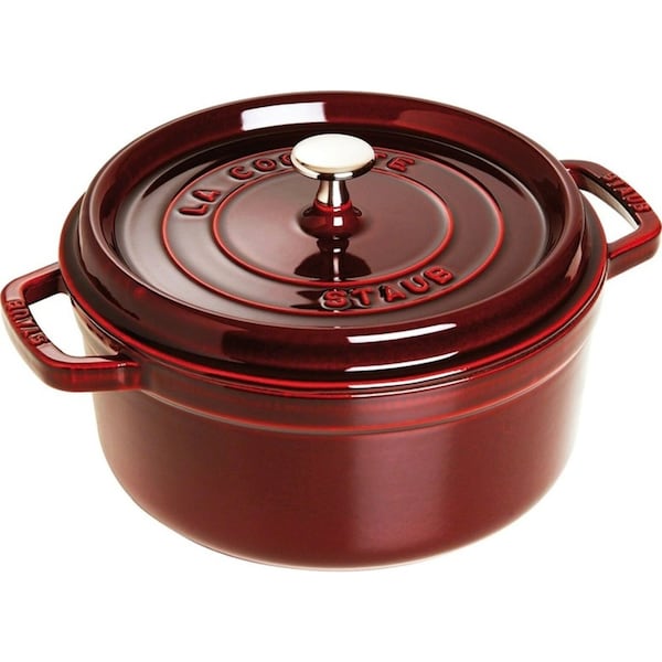 Staub 24cm/3.8L Cast Iron Round Cocotte Pot w/ Lid Induction Cookware Grenadine