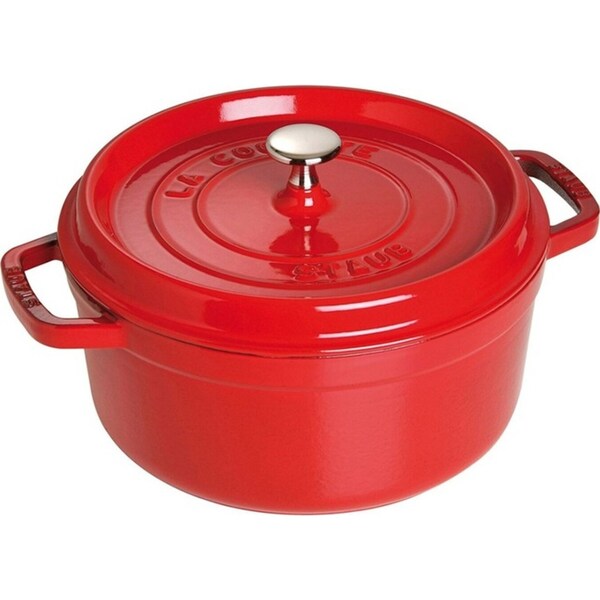 Staub 24cm/3.8L Cast Iron Round Cocotte Pot w/ Lid Induction Cookware Cherry Red