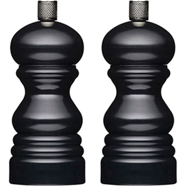 2x Mastercraft 12cm Classic Capstan Salt & Pepper Mill Kitchen Spice Grinder BLK