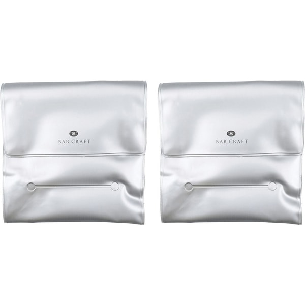 2x Barcraft Adjustable 18.5cm Wrap Around Wine Cooler Bottle Chill Sleeve Silver