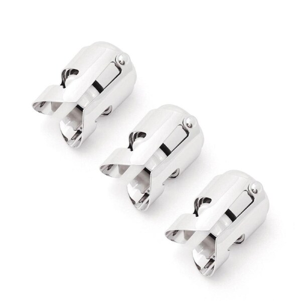 3x Cuisena 5.5cm Chrome-Plated Champagne Wine Bottle Stopper Sealer Cap Silver
