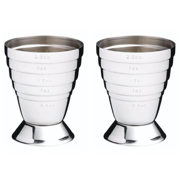 2x Barcraft 15-75ml Stainless Steel Cocktail Jigger Measure Cup Party Barware