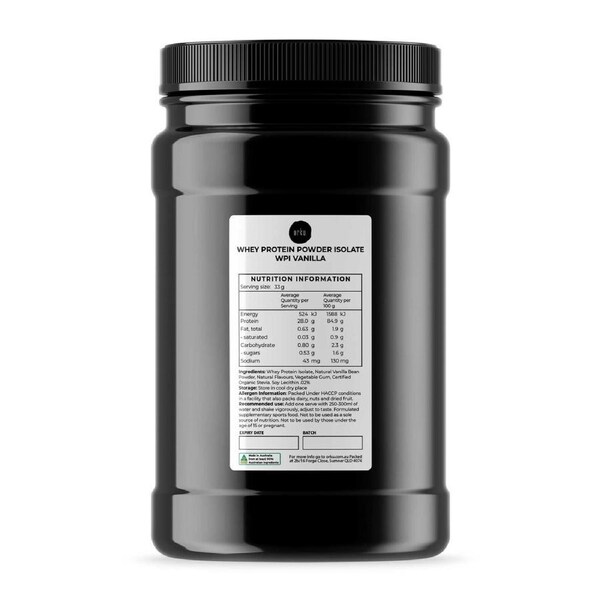 Orku 1Kg Whey Protein Isolate Powder – Vanilla WPI Jar - Sports Food