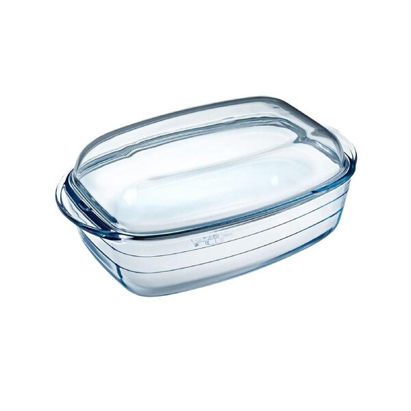 O Cuisine 37cm/6.5L Rectangle Glass Casserole w/ Lid Cover Oven Cookware Clear