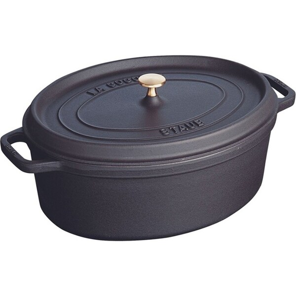 Staub 33cm/6.7L Cast Iron Oval Cocotte Pot w/ Lid Induction/Stovetop Cookware BK
